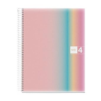 M MiquelRius, Lined 4 Subject Notebook, 11" x 8.5", 120 Perforated Sheets, Colored Sections, 3 Hole Punched,West Bay Design Cardboard Cover
