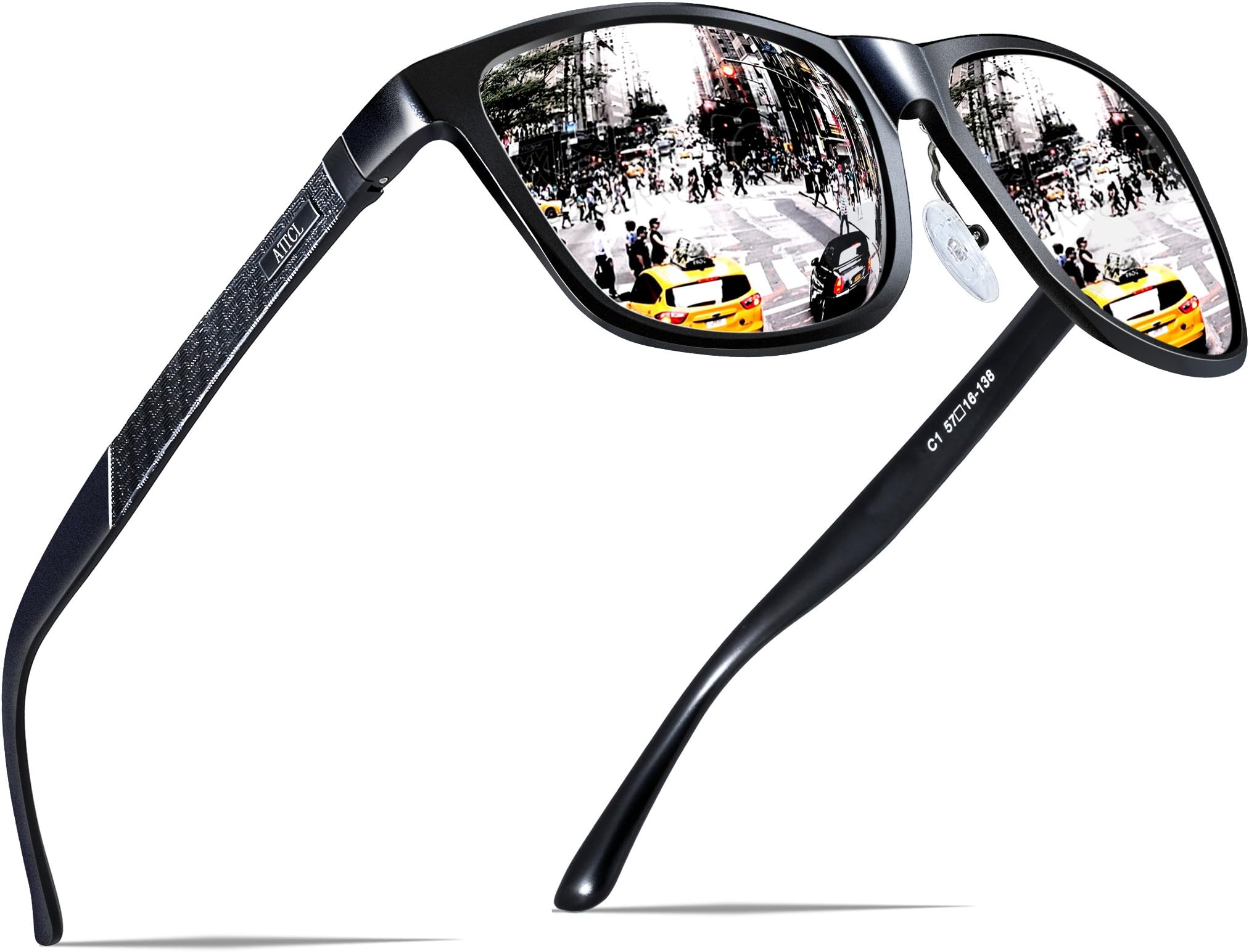 Polarised Sunglasses Mens for Driving: UV400 Protection Square Shades AL-MG Metal Frame HD TAC Lens Hiking Travel