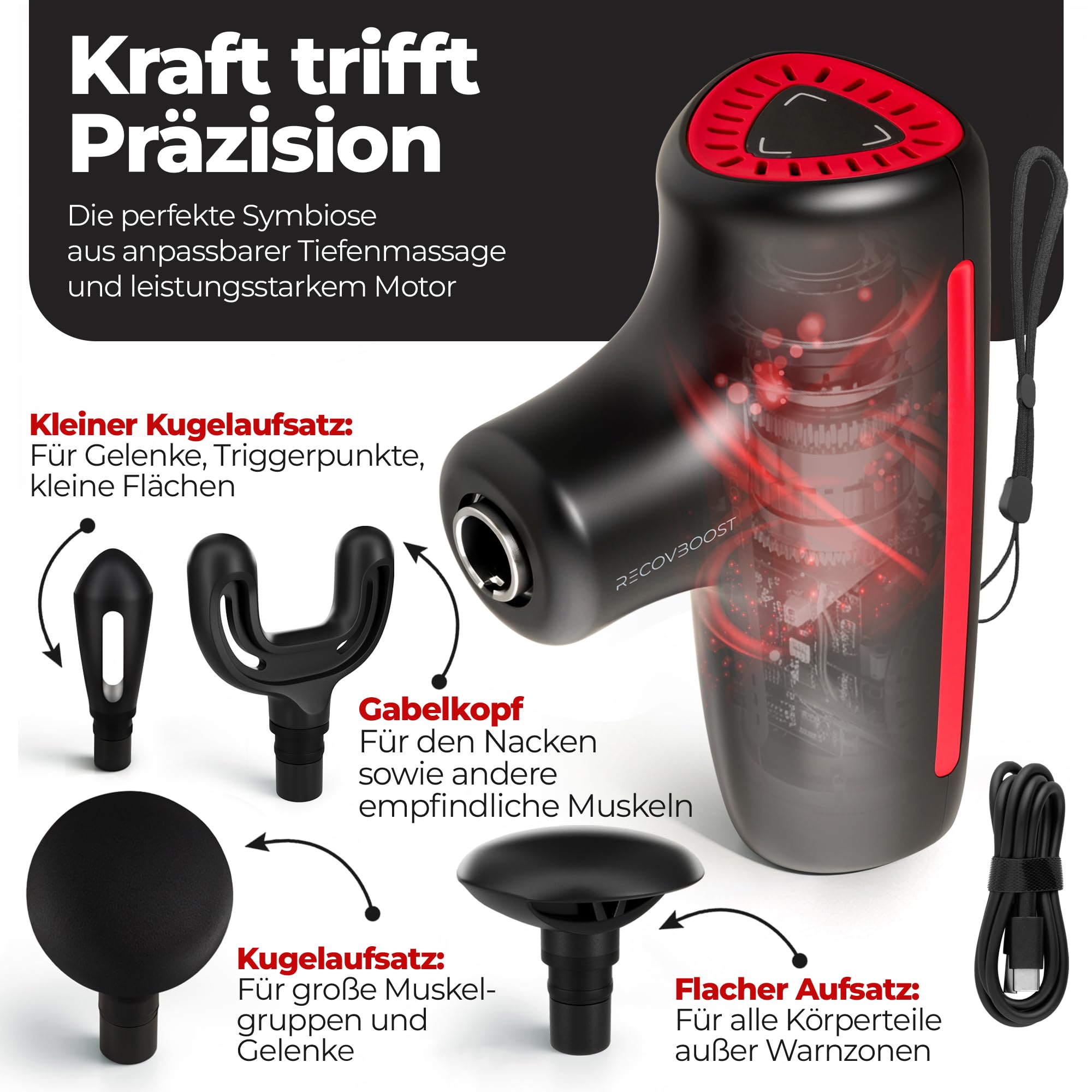 MINI Massagepistole NOTE 1,2 - verstellbare Massagetiefe 5-10mm (FlexiDeep) - Massage Gun & Massagegerät klein für Rücken Nacken Schulter - Muskelpistole Faszienpistole für Sport & unterwegs
