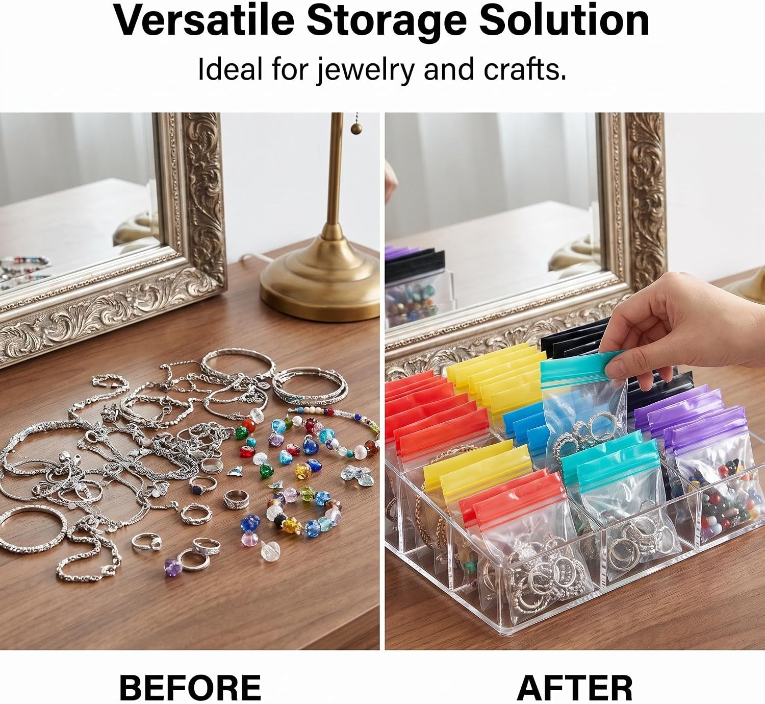 Self Sealing Zipper Medicine Bags,14 Reusable Pill Pouches with 24 Labels image 4