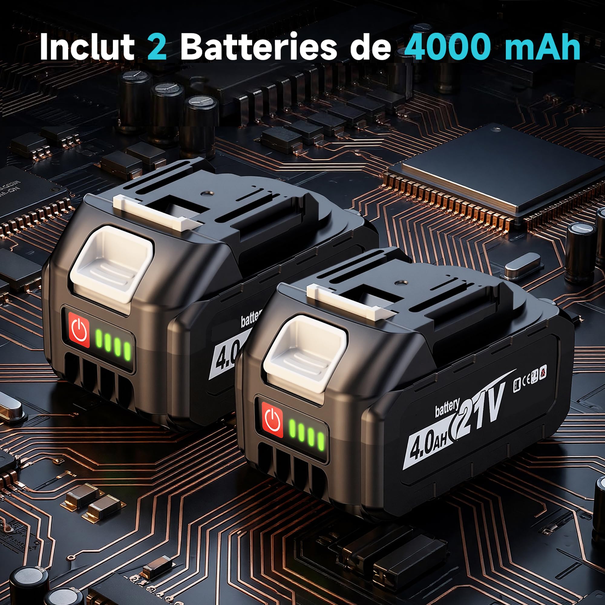 YEARTOP Ø 76mm Mini Scie Circulaire Sans Fil avec 2x 4000mAh Batteries