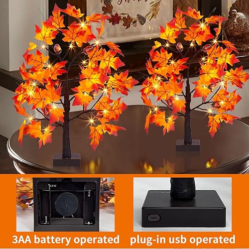 Miniatura 4 de EAMBRITE Árbol de abedul iluminado, decoración de árbol de Navidad, funciona con pilas, árbol de mesa con 24 luces LED, pequeño árbol artificial