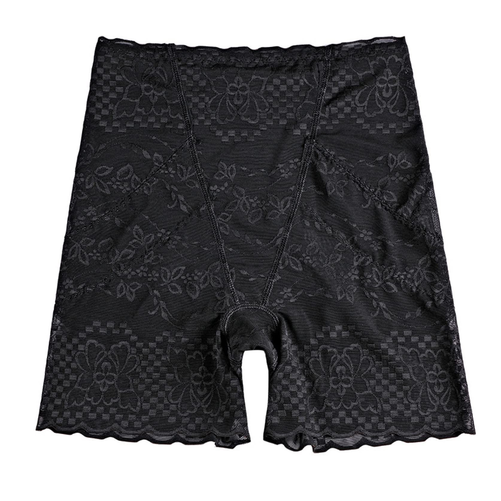 Bragas Moldeadoras de Cintura, Moldeadoras de Cuerpo, adelgazantes, levantadoras de glúteos, Ropa Interior Adelgazante, con Bordado de Encaje en el Abdomen (Negro Short XL)