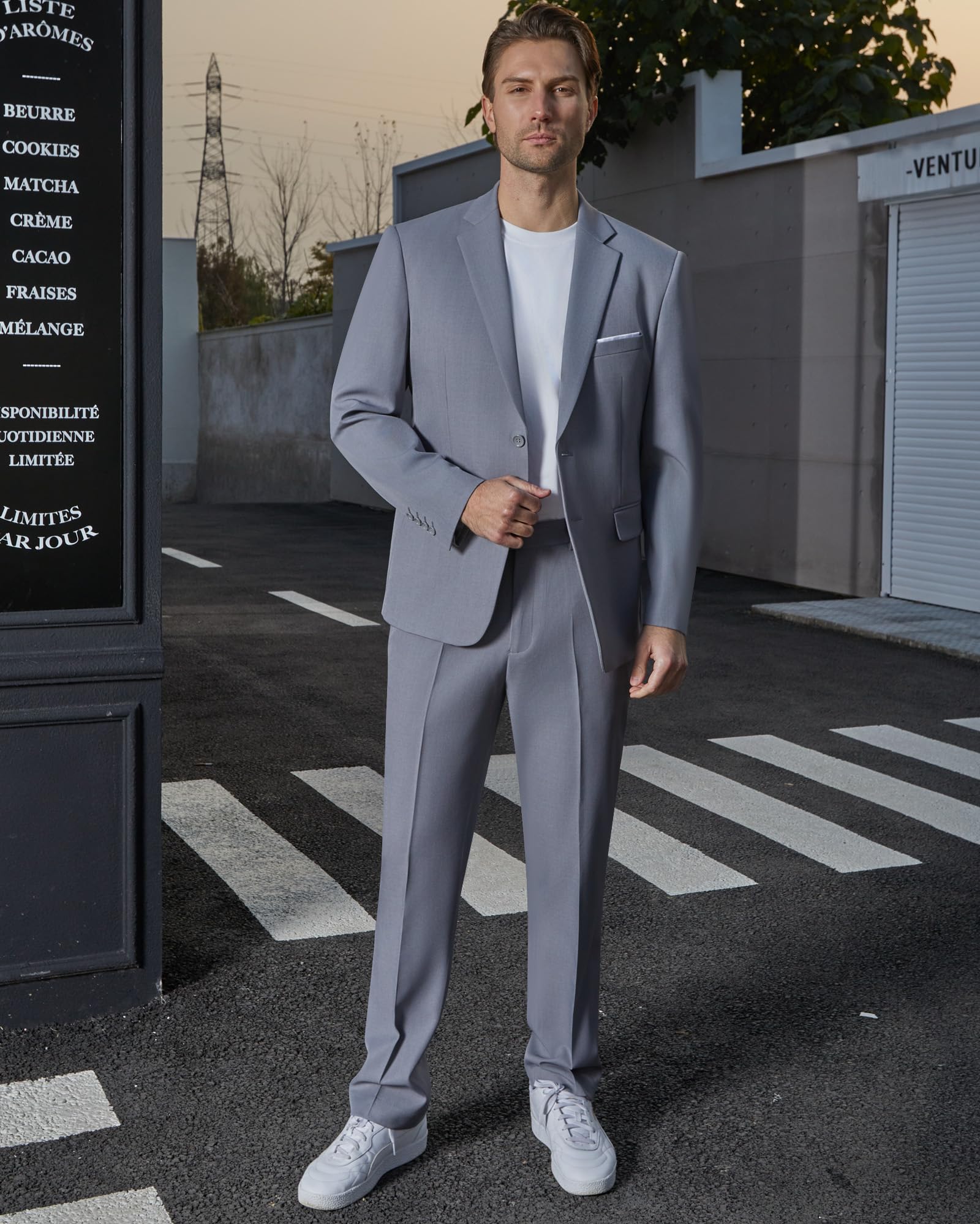 Anzug Herren Slim Fit 2 teilig Business Anzüge Herrenanzug Sakko Hose | Pflegeleichter knitterarmer Herrenanzug für Business, Büro, Vorstellungsgespräch, Hochzeit, Feiern und formelle Anlässe