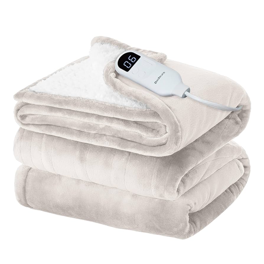 HEATED BLANKET ホワイト Amazon.com: Bedsure Electric Blanket Twin - Soft Flannel