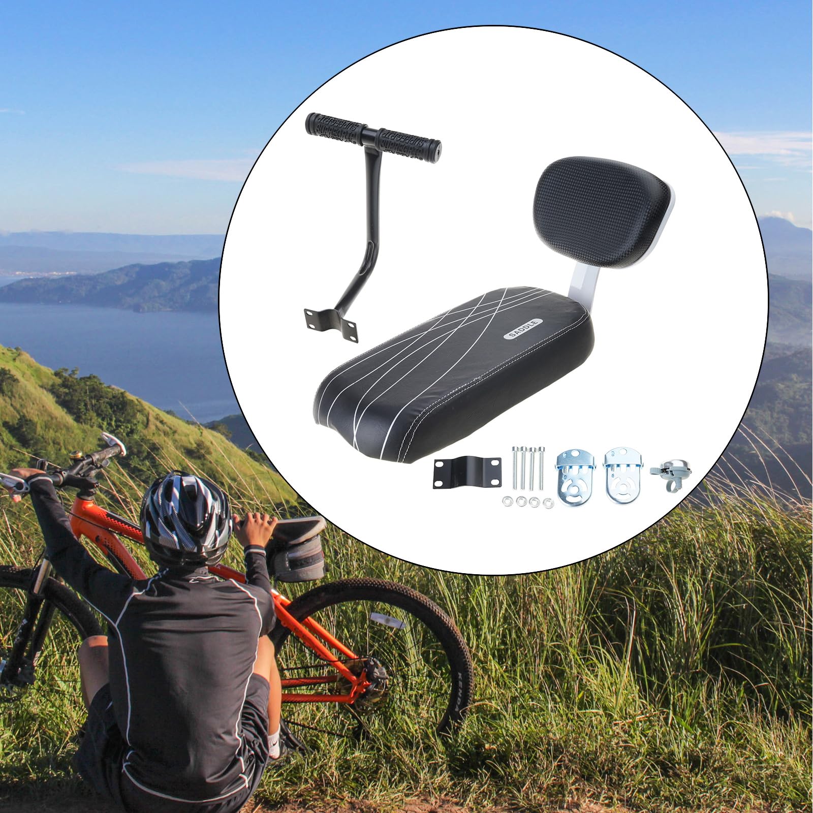 Ensemble de Repose-Pieds et accoudoirs pour sièges arrière de vélo, Porte-bébés de sécurité pour, sièges de vélo pour bébé avec accoudoir et Dossier, vélo pour Enfant avec Dossier