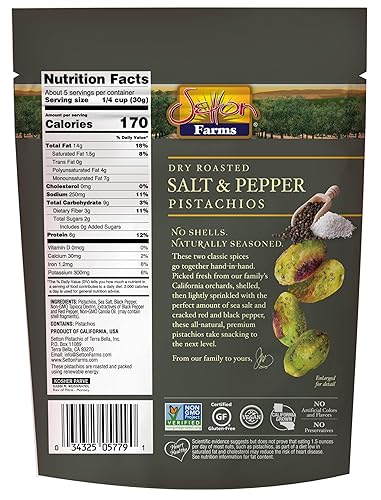 Miniatura 2 de Setton Farms Núcleos de pistacho sazonados naturalmente, sal y pimienta, pistachos sin cáscara, certificados sin OMG, sin gluten, veganos y kosher,