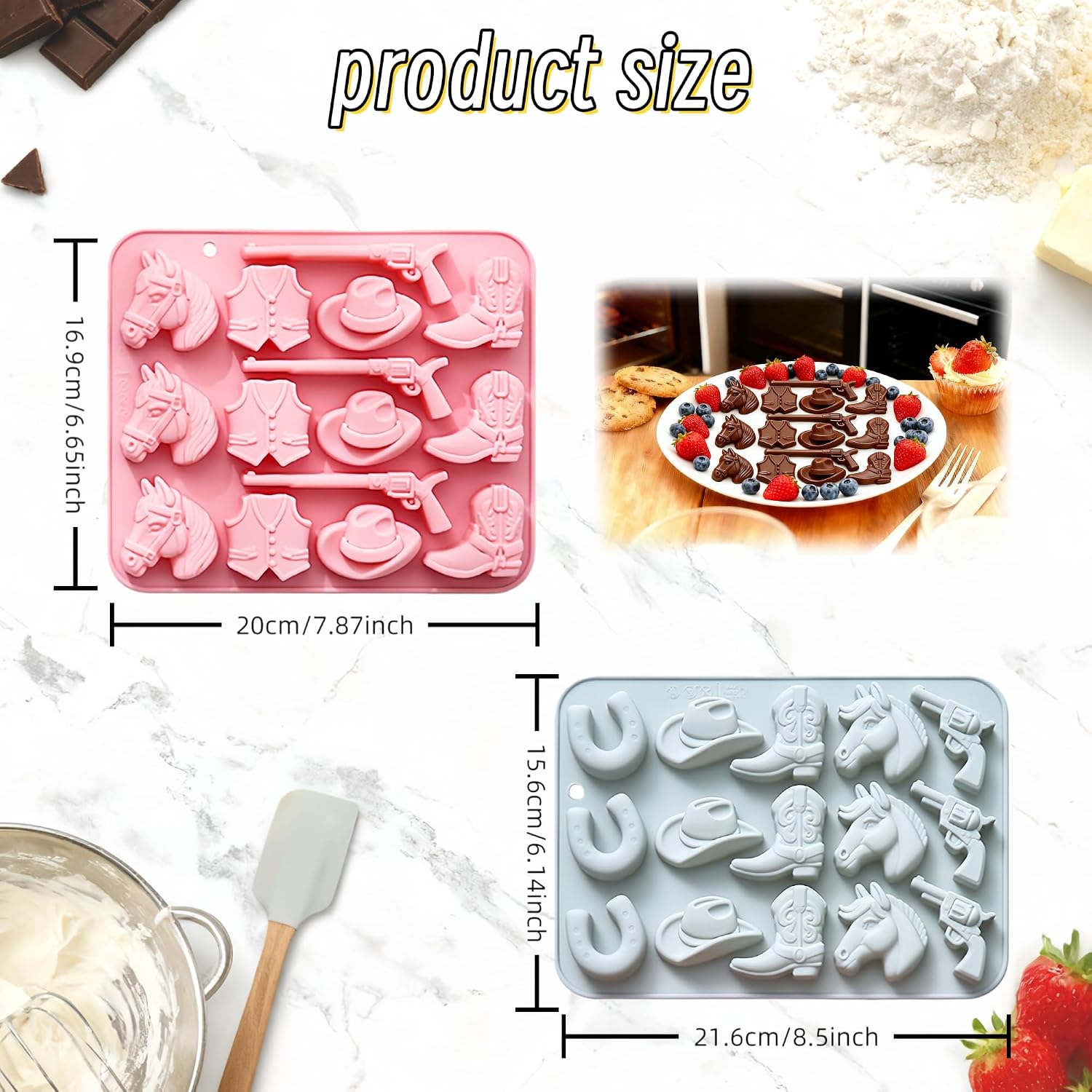 XIMEO Cowboy Chocolate Molds, 2 Pack, Silicone for Candy, Gummy & Baking image 2