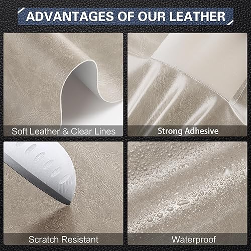 Miniatura 15 de Kit de reparación de cuero para muebles de 4 x 63 pulgadas, parche de reparación de cinta de cuero autoadhesivo para sofá, kit de parches