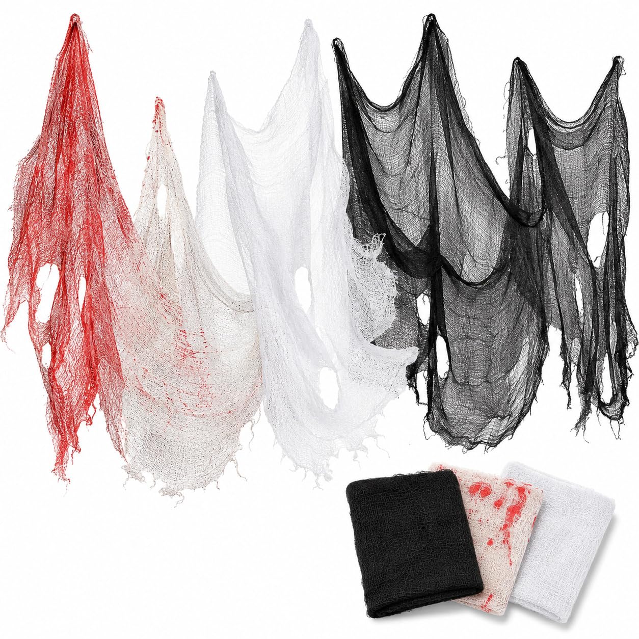 3Pcs 2mx76cm Halloween Decorations Scary Cloth Creepy Cloth Fabric Black
