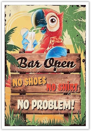 Miniatura 8 de Póster de decoración de bar Tiki con texto en inglés "Don't Worry, Be Happy Parroth", póster hawaiano para decoración del hogar, adecuado para Multi