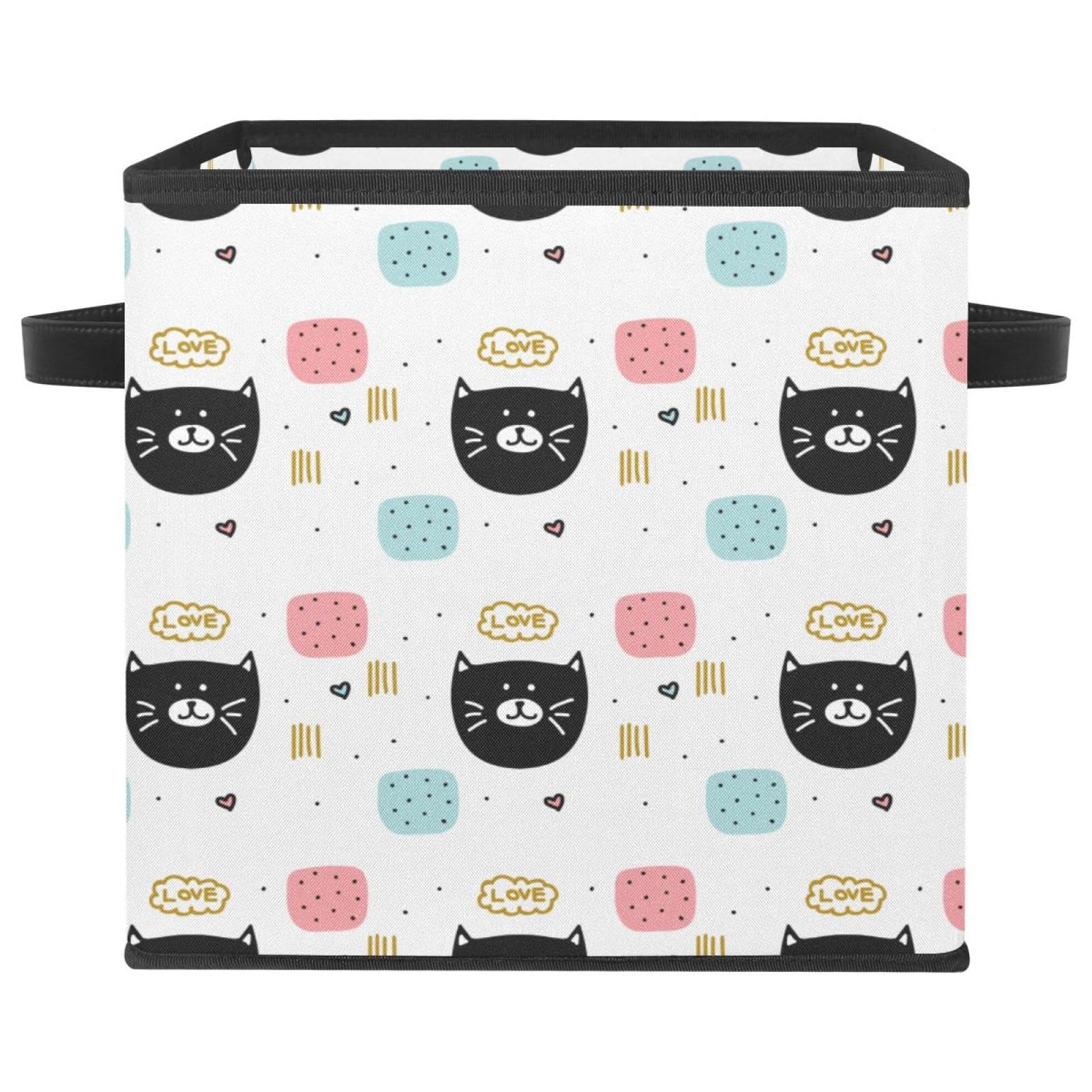 Boîte de rangement cube pliable tissu chat pour jouets vêtements et placard de maison