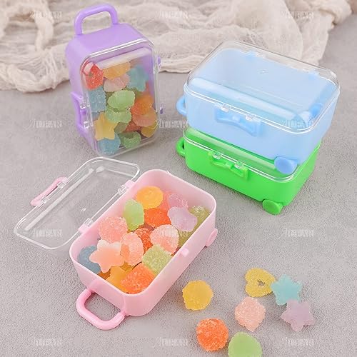 Miniatura 4 de AUEAR, Paquete de 12 mini cajas de maleta, caja de plástico para dulces, caja de regalo de recepción, estuche de viaje para decoración de bodas (4