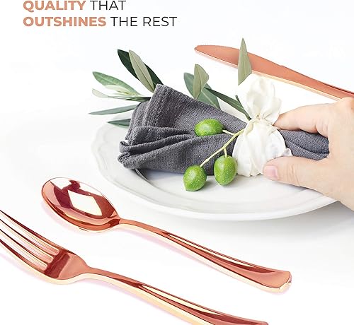 Vista 57 de Juego de cubiertos de plástico resistente (plateado) de 75 piezas, juego de cubiertos desechables, ideal para fiestas, bodas y catering, cubiertos