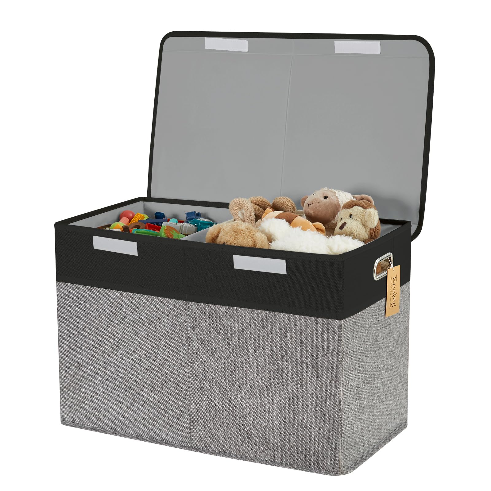 Roobyl Large Toy Storage Box with Lid, Collapsible Toys Storage Organizer Bins with Dividers and Handles, Storage Chest Bin for Kids, Boys, Girls,