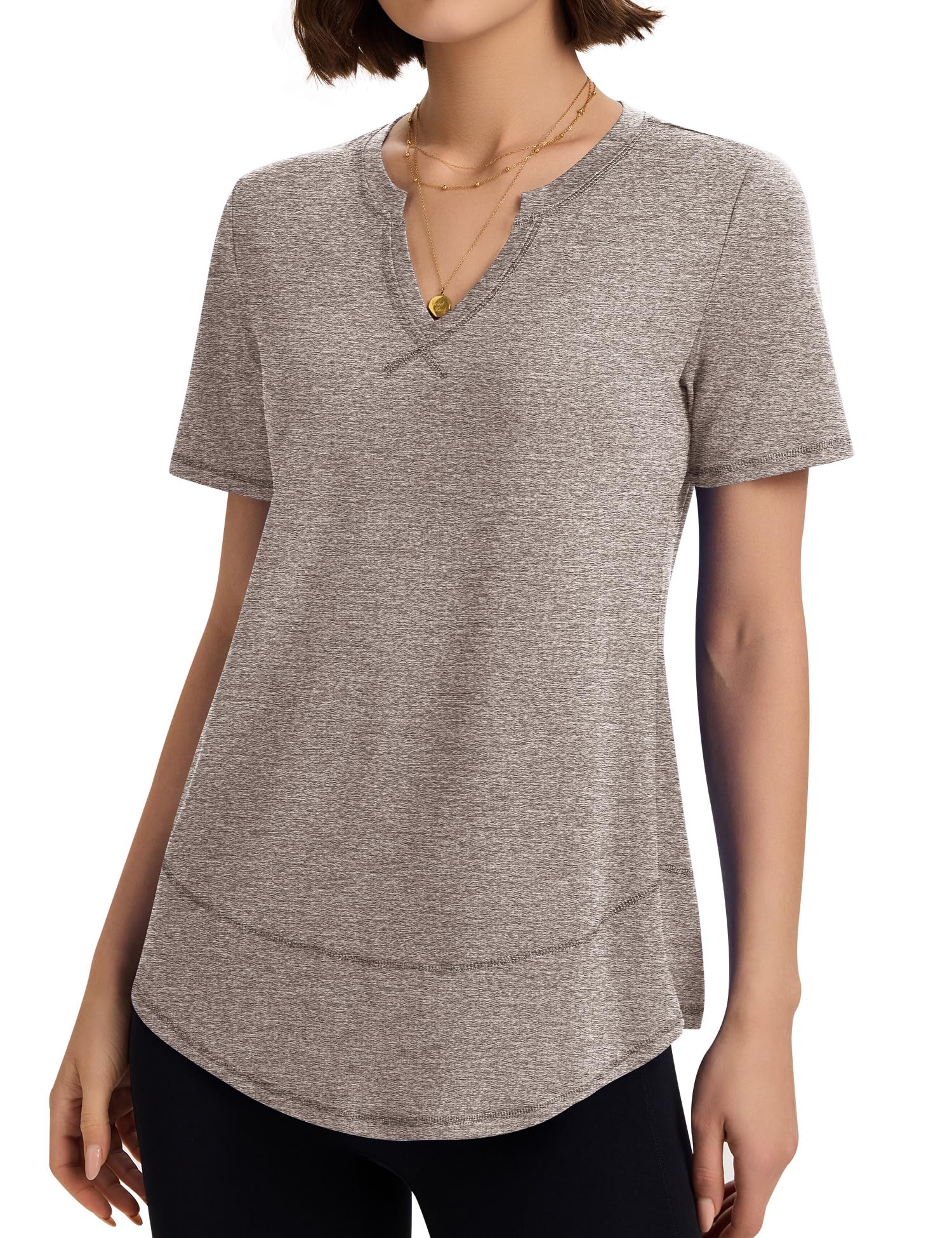 TCOT Workout Tops for Women V Neck Short Sleeve Hiking T-Shirts Yoga Shirts Athletic Top Exercise Shirt