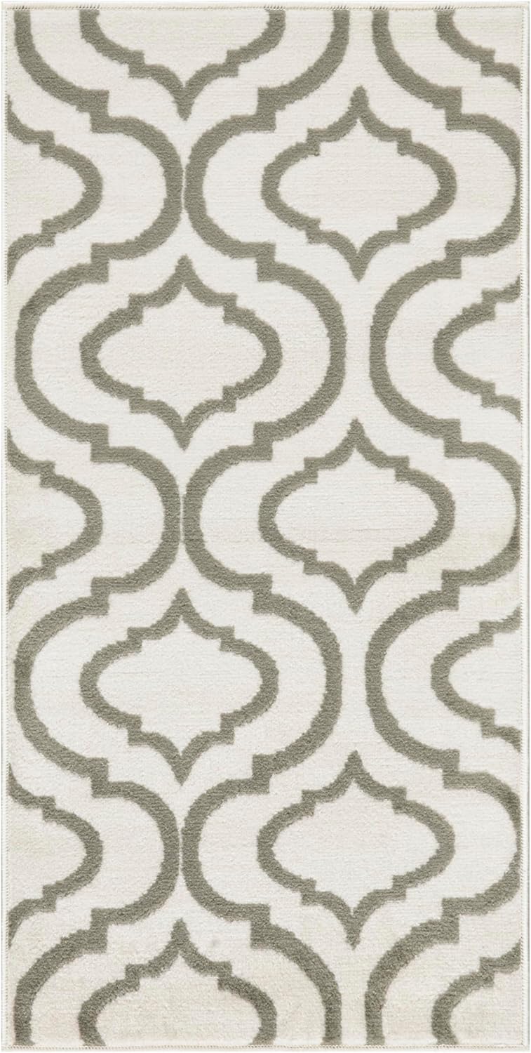 Nourison Home Jubilant Trellis Ivory Green 2' x 4' Area -Rug, Easy -Cleaning, Non Shedding, Bed Room, Living Room, Dining Room, Kitchen (2x4)