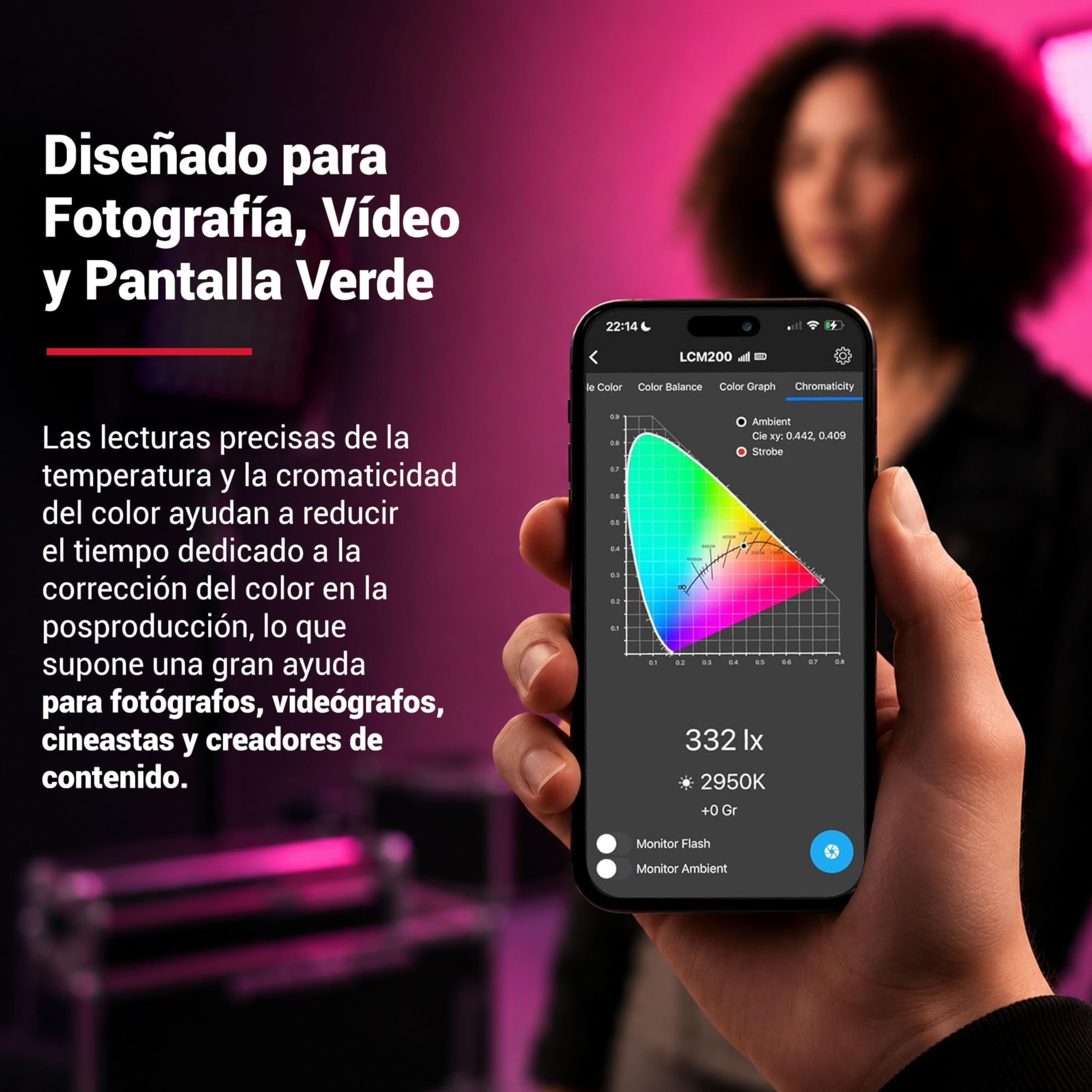Datacolor LightColor Meter - Medidor de Luz y Color con Bluetooth para Foto, Video y Cine - Datos en Tiempo Real - Compacto y Resistente