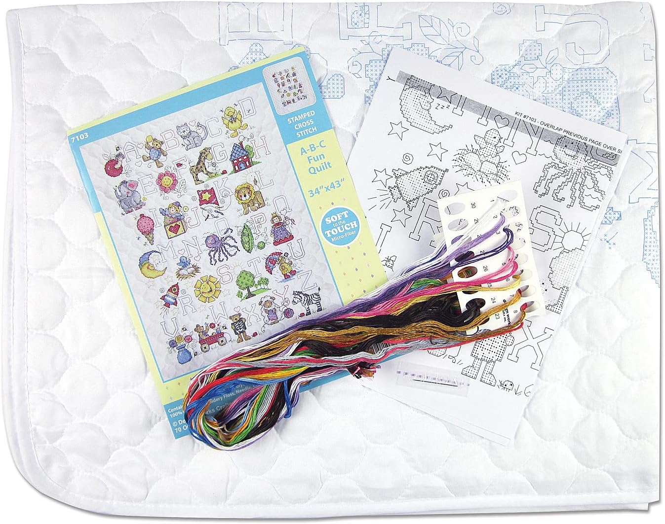 Design Works Crafts Janlynn Stamped for Cross Stitch Baby Quilt Kit, ABC Fun