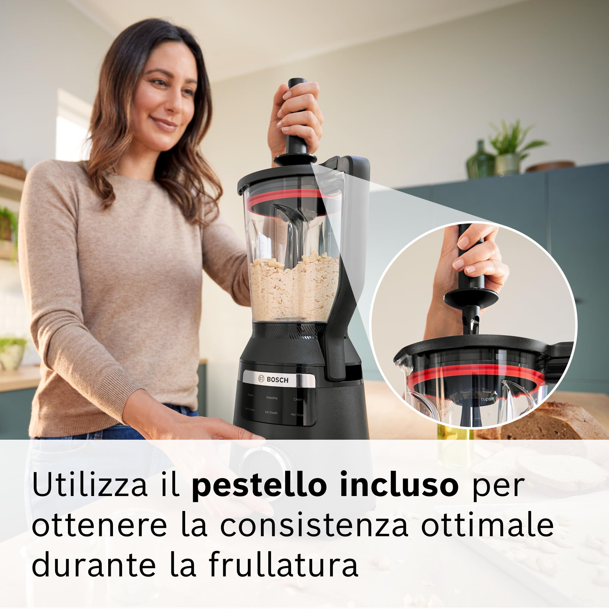 Bosch MMB6652B Frullatore, 1800 W, 6 Lame in Acciaio Inox, Caraffa 3L, Nero | Frullatore VitaPower Serie 6, Potente, 45.000 giri al min, 6 Programmi Automatici, Pulizia Automatica, Made in Europe