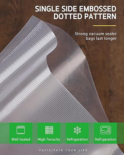 Miniatura 10 de Syntus Bolsas de sellado al vacío, paquete de 4 unidades de 2 rollos de 8 x 50 pies y 2 rollos de 11 pulgadas x 50 pies de grado comercial, bolsas