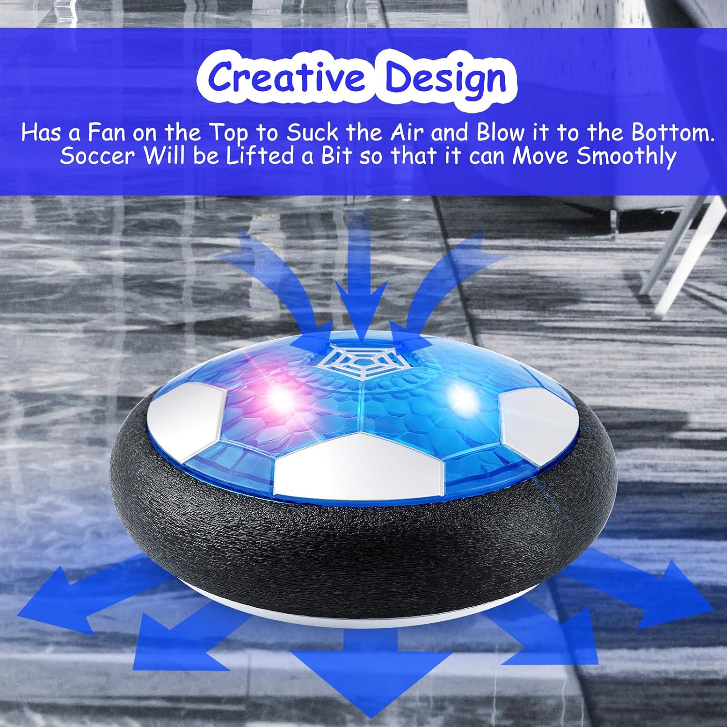 EXTSUD Hover Soccer Ball, Air Power Floating Football Soccer Disk with LED Light & Foam Bumper, Kids Toy Ball for Indoor and Outdoor Activity, Best Gift for Boys and Girls : Toys & Games