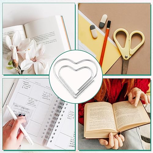 Miniatura 7 de 100 mini clips de papel, bonitos clips de papel de corazón de acero inoxidable, clips de papel de metal pequeños para clasificar, organizar
