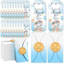 50 Sets Elephant Baby Shower Favors Baby Shower Bottle Opener Favors Thank You Handheld Bottle Opener with Wax Sticker Gift Box for Guests Wedding Return Gifts