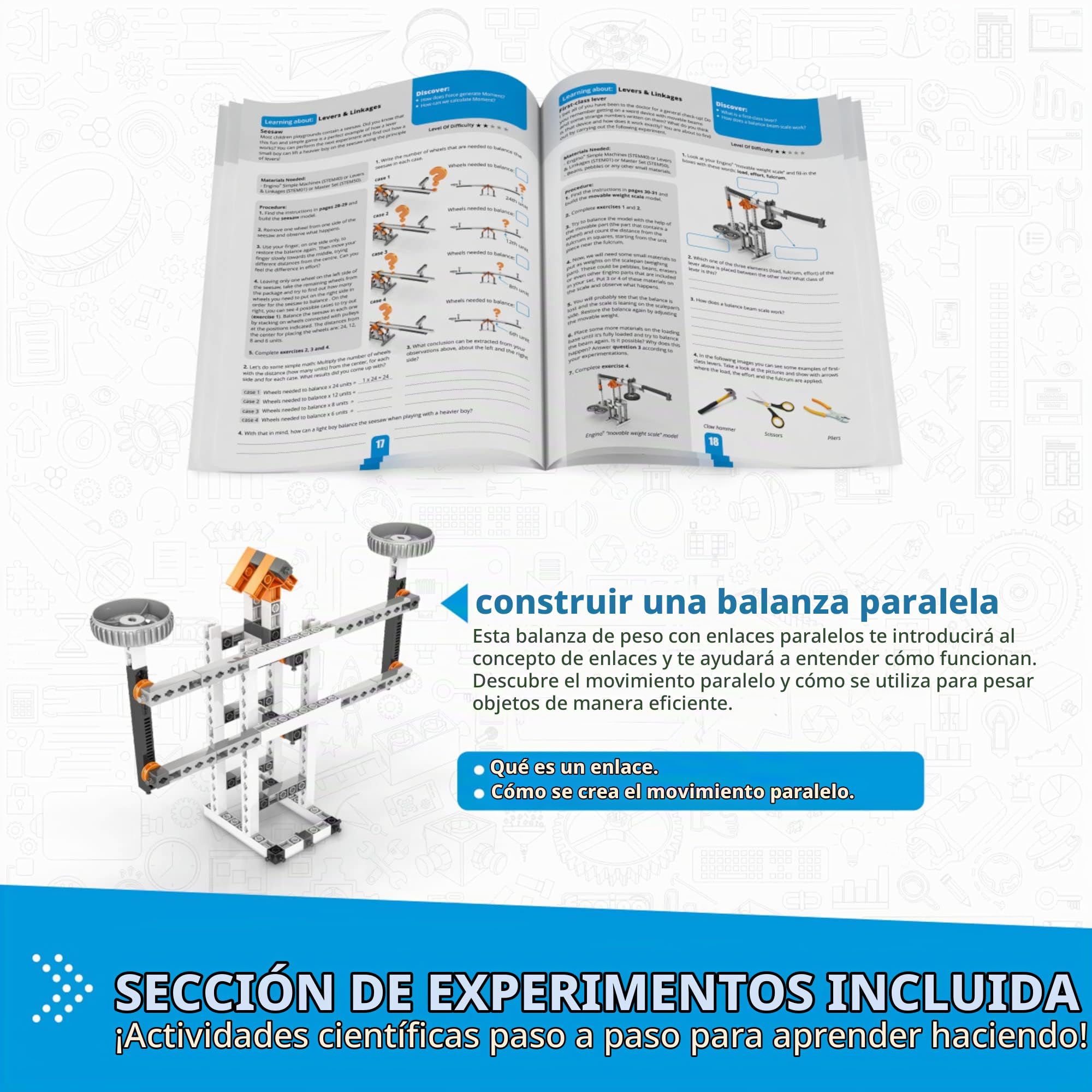 Engino - Juguetes de Tallo, 16 Modelos en 1 Tallo, palancas mecánicas y eslabones, Juguetes de construcción para niños de 9 años en adelante, Juguetes educativos Divertidos, Regalo para niños y niñas