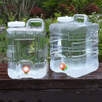 Camping water tank water bladder water jug water storage containers PC transparent square bucket outdoor car home self-driving tour camping with faucet water storage bucket  Color Clear , Size 10