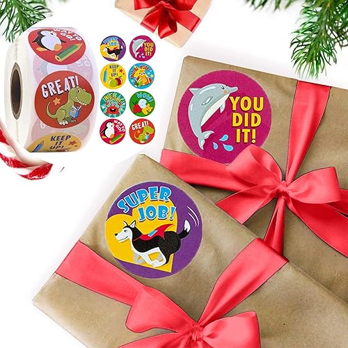 Miniatura 7 de Calcomanías de animales de juguete para niños, decoración de regalos, 1 rollo de 500 postes de calcomanías para niñas (multicolor, tamaño único)