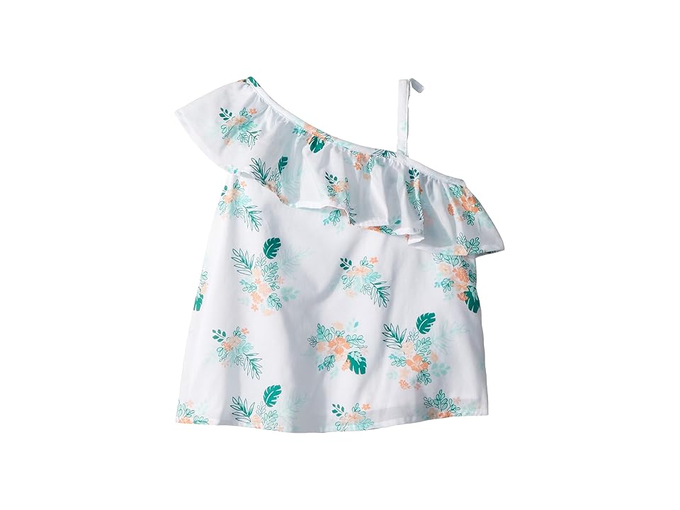 

Janie and Jack One Shoulder Bow Sleeve Top (Toddler/Little Kids/Big Kids) (Floral Palm Print) Girl's Clothing