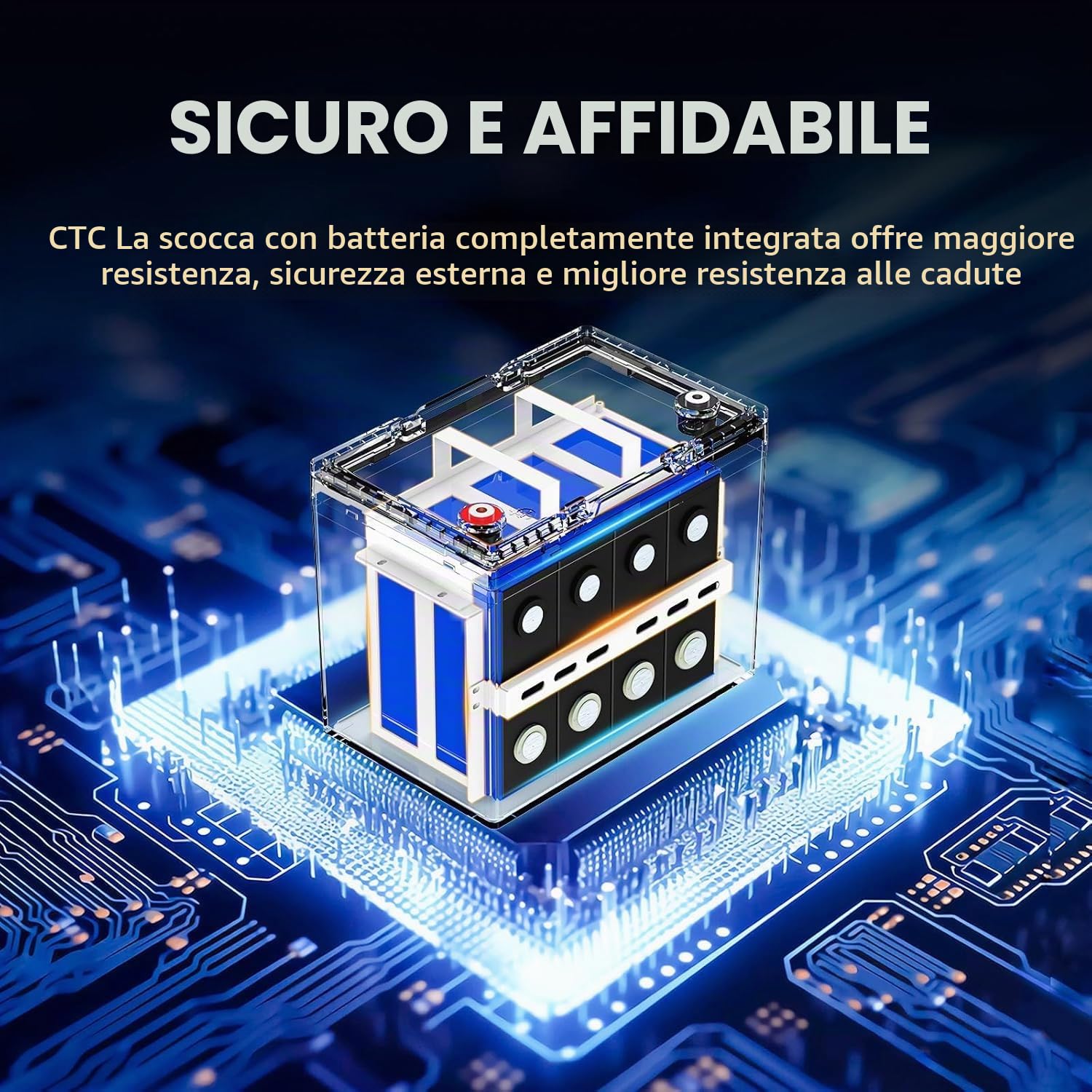Batteria al Litio 12V 100Ah, Batteria LiFePO4 con Peso 9.5kg e Efficienza 98%, Design Leggero con BMS 100A, IP65, Supporto Alluminio Interno, 4500-16000 Cicli per Camper Sistemi Solari (Group24)