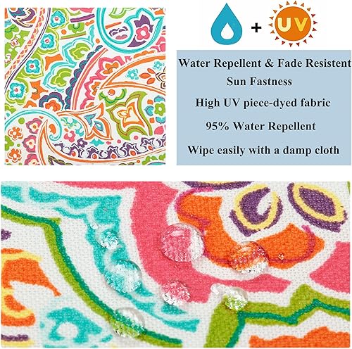 Miniatura 10 de Juego de 2 cojines para sillas de exterior, repelentes al agua, 16 x 17 pulgadas de ancho, cojines para sillas de patio con lazo, cojines de asiento