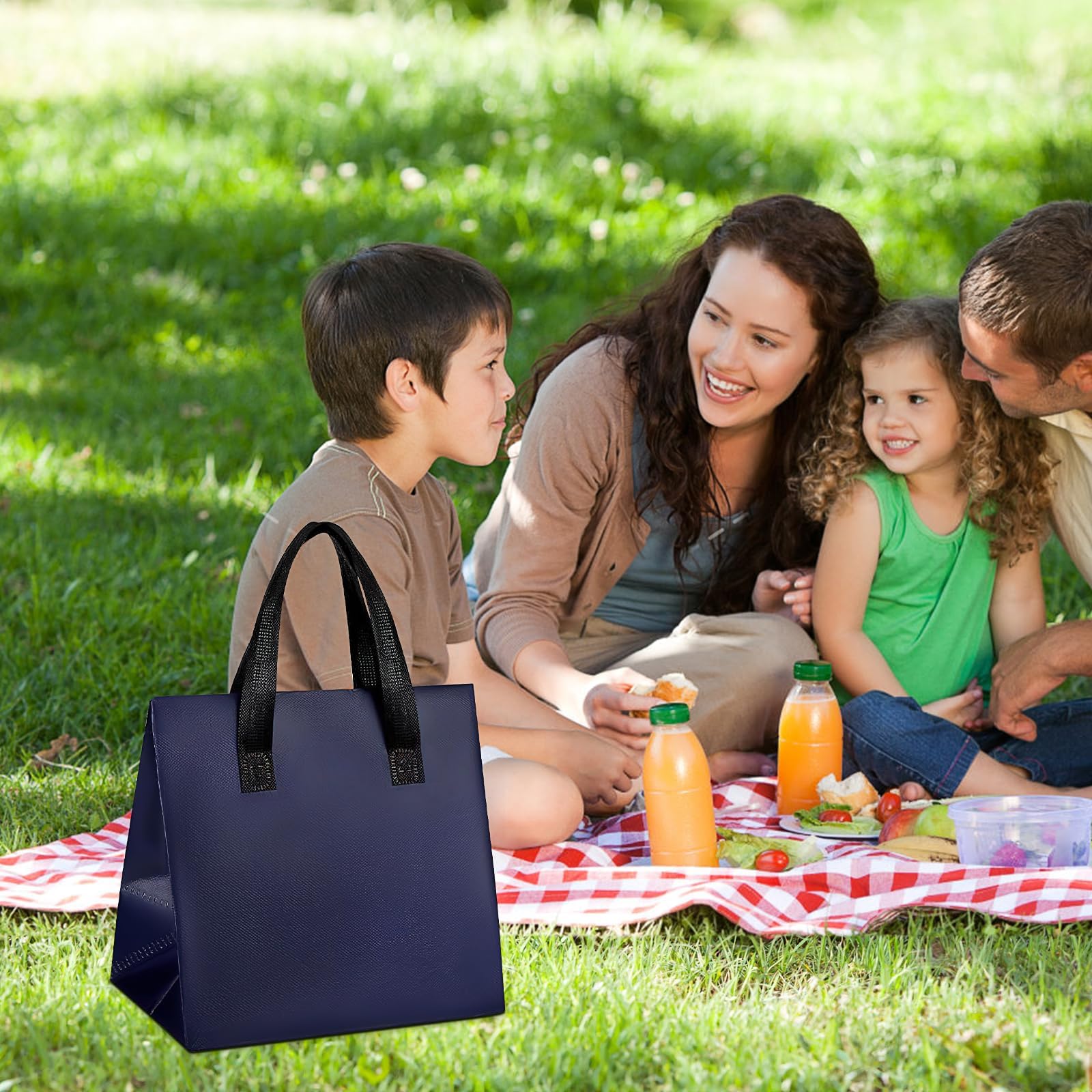 100 sacchetti isolati da Take Away, piccole borse termiche con manici, 24 × 24 × 15 cm, riutilizzabili, per alimenti caldi e freddi, consegna di cibo, lavoro, scuola, picnic