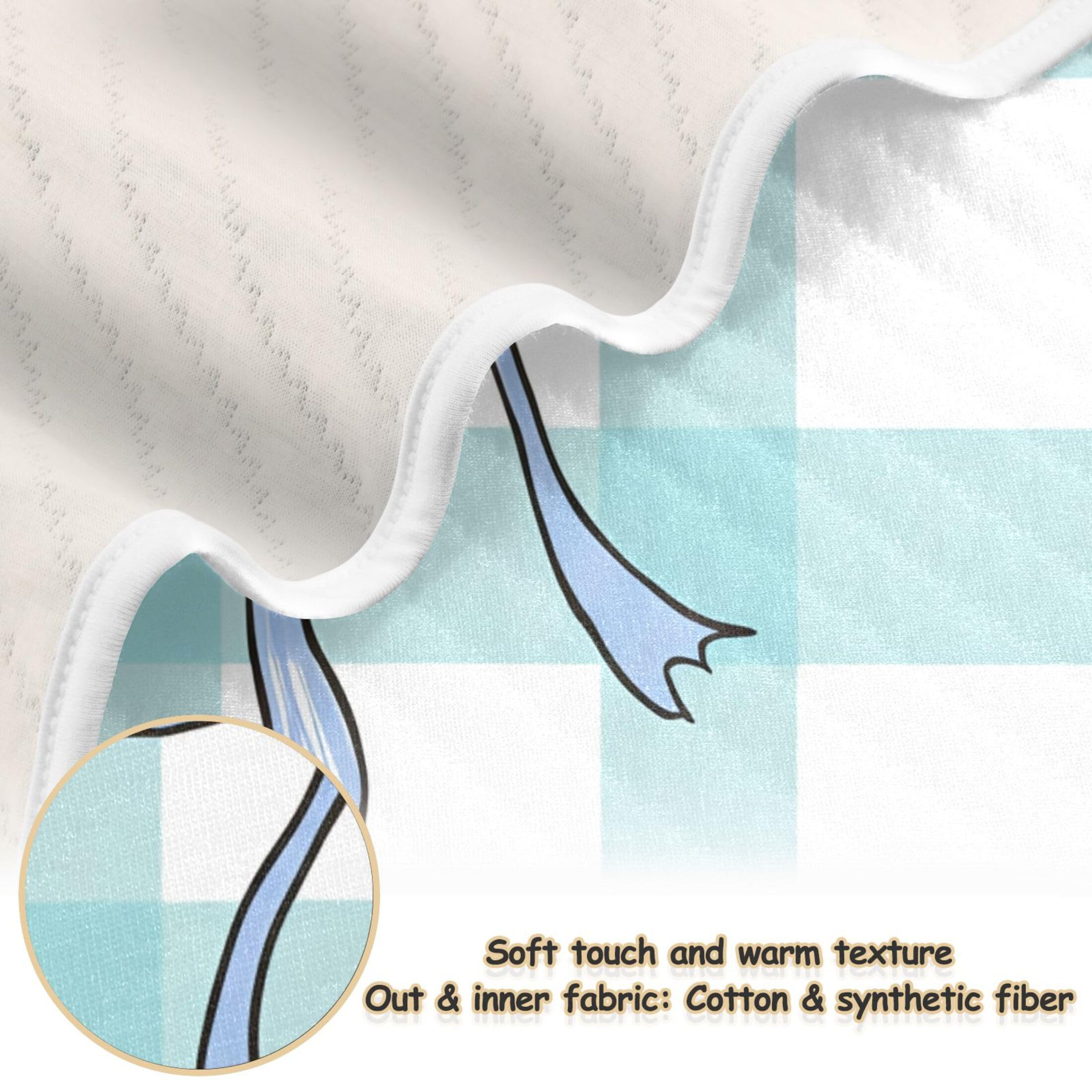 Burbuja Bows on Checkered Baby Blanket for Boys Girls, Nursery Soft Warm Swaddling Receiving Baby Blankets, 30x40 in Toddler Blanket