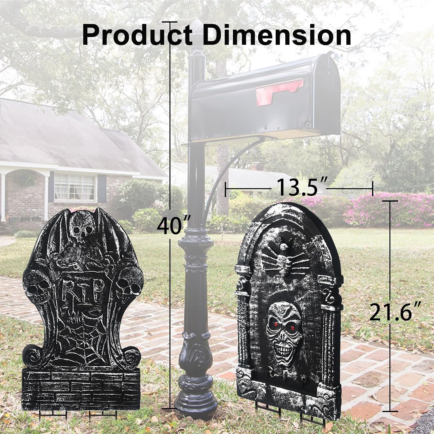 Halloween 4pcs Tombstone Decorations Headstone Yard Signs Gravestone Decor Graveyard for Outdoor Lawn Yard Garden Decorations Halloween Yard Stakes