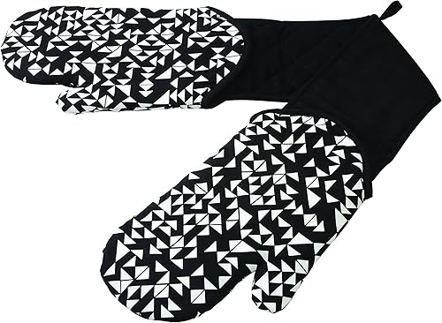 Kuhn Rikon Manopla doble para horno + con protectores de brazo extraíbles, color negro