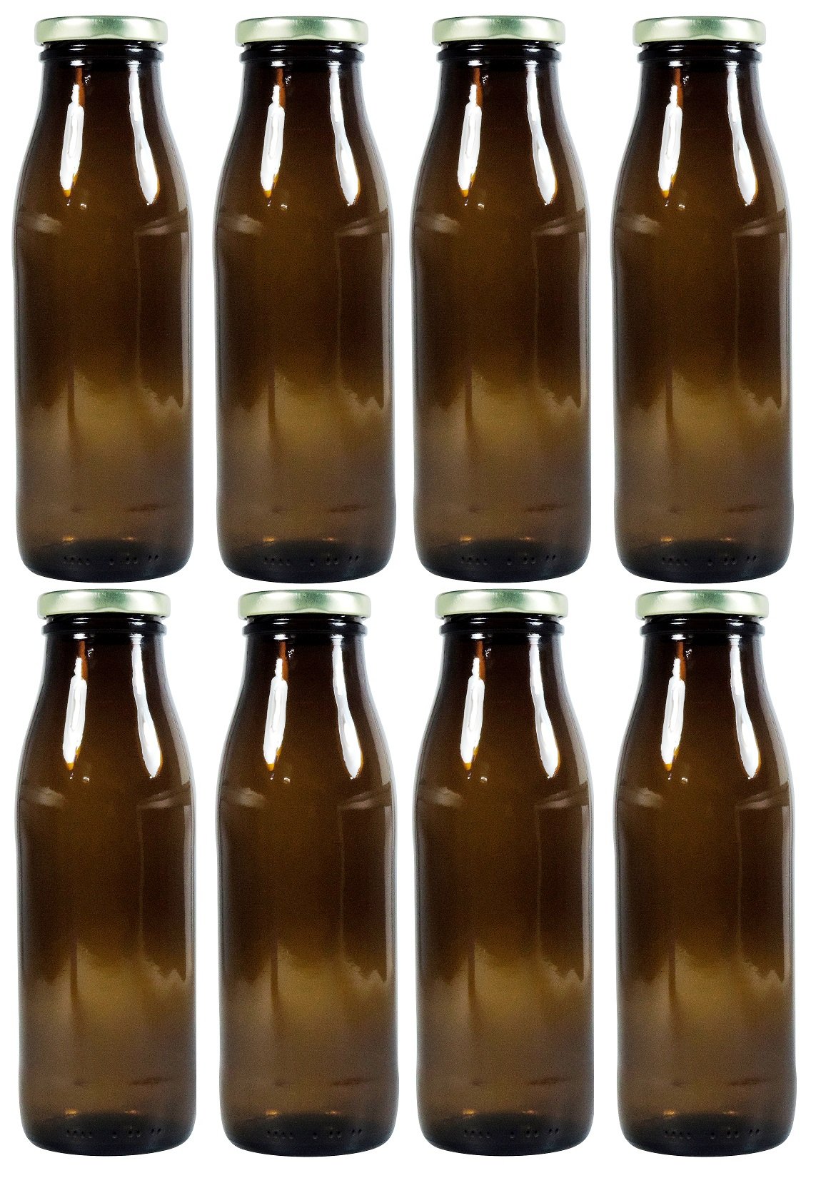 Viva-Haushaltswaren Gabriele Hesse e.K. Milk Bottles with Screw Cap 8 x 500 ml Juice Bottles to Fill Yourself with Funnel