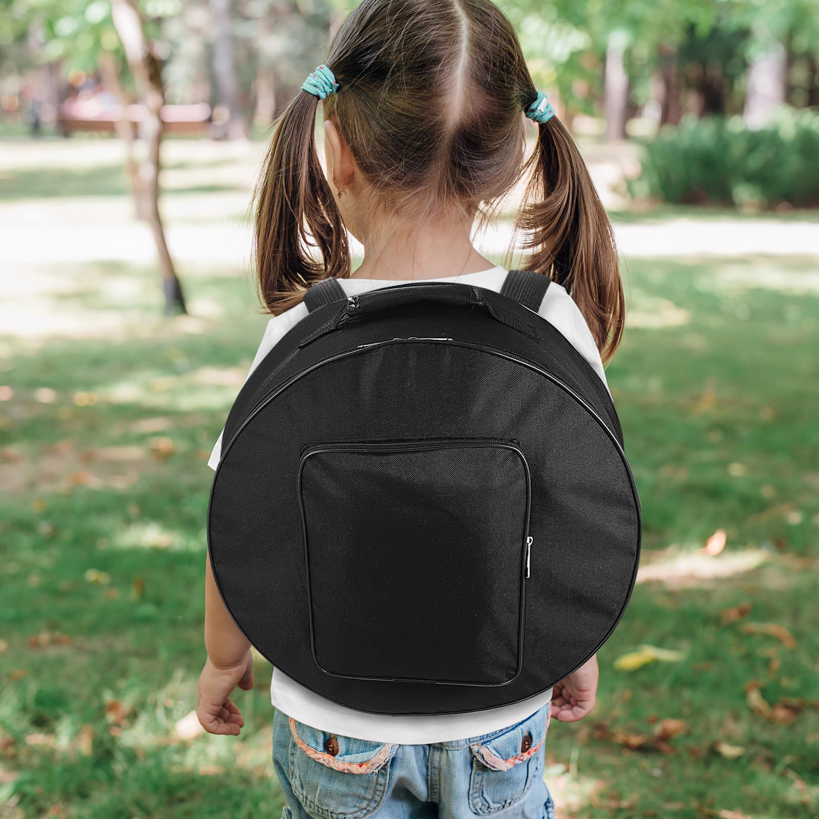 Generico Borsa per Rullante 13-14 Pollici in Nylon Rotonda, Borsa per Batteria Portatile Doppio Uso a Mano e Zaino, Custodia per Trasporto Strumenti a Percussione Resistente
