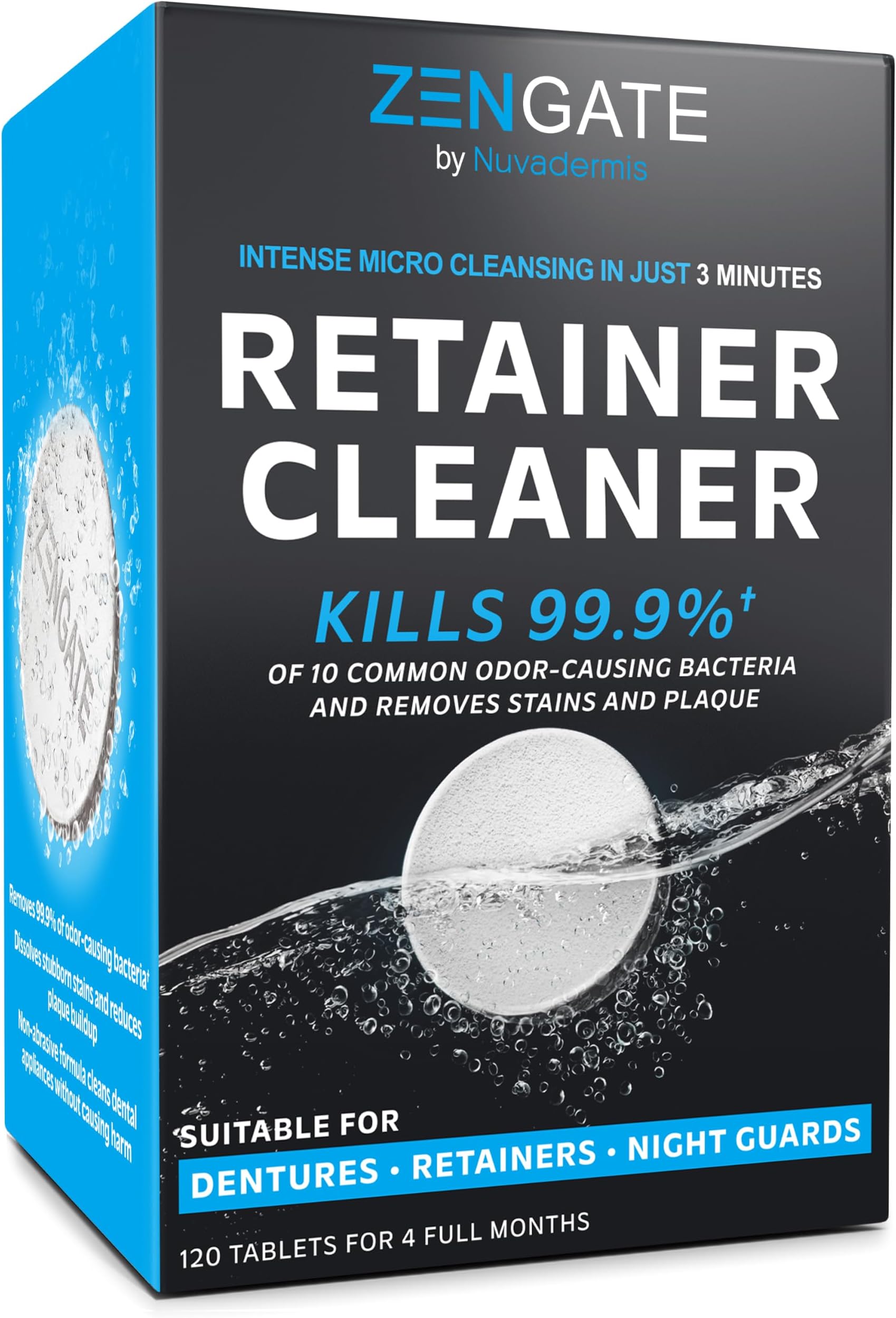ZENGATE Retainer Cleaner Tablets, 120 Count for Dentures & Aligners