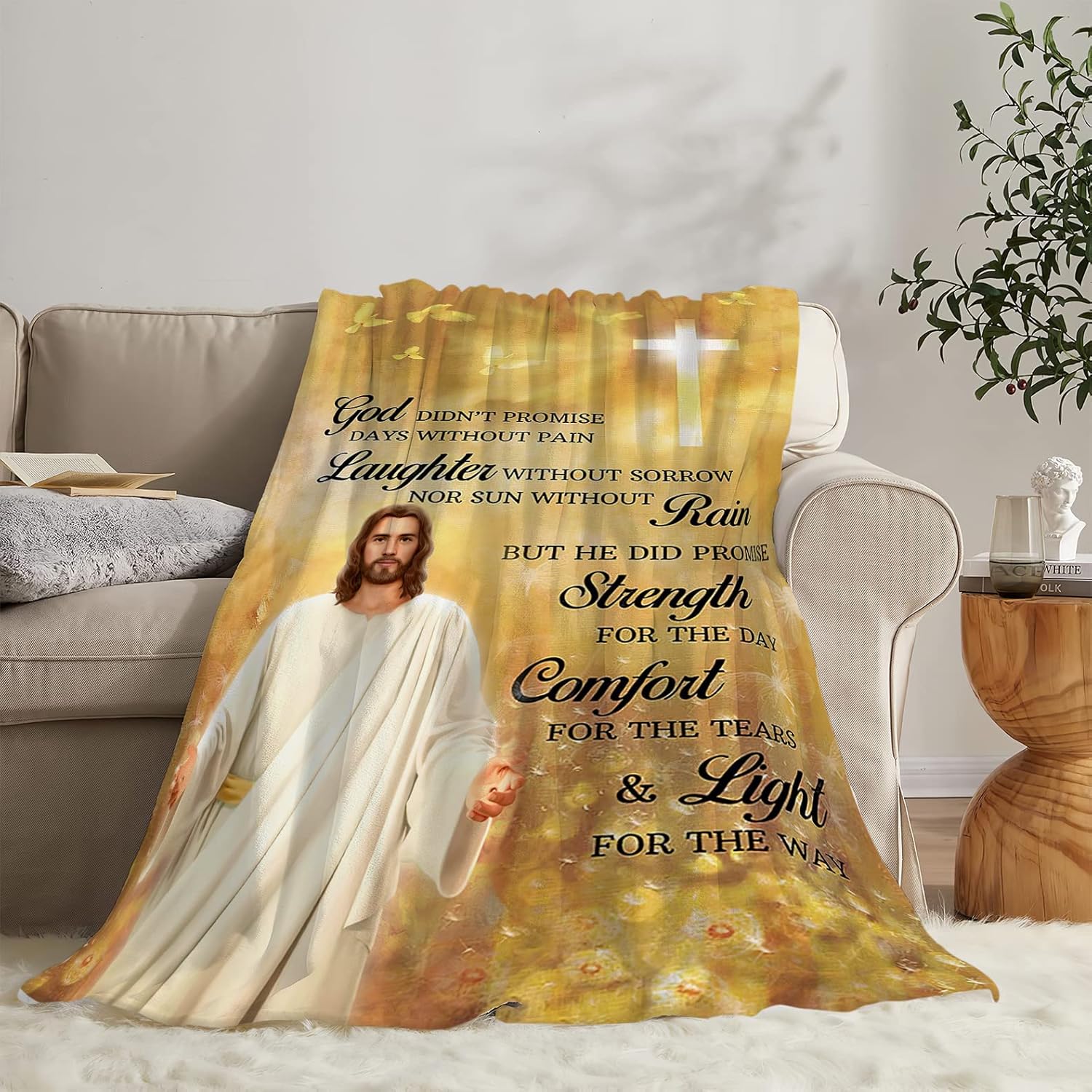 Jesus Christ Throw Blanket Christian Religious Faith