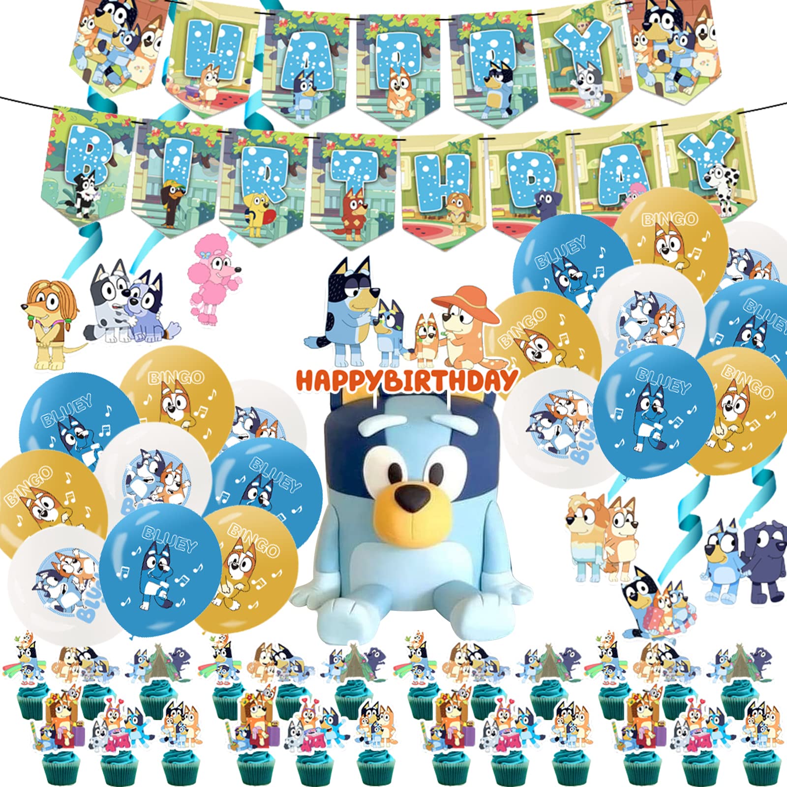 Buy Bluey Dog Birthday Party Supplies,Puppy Dog Decorations include ...