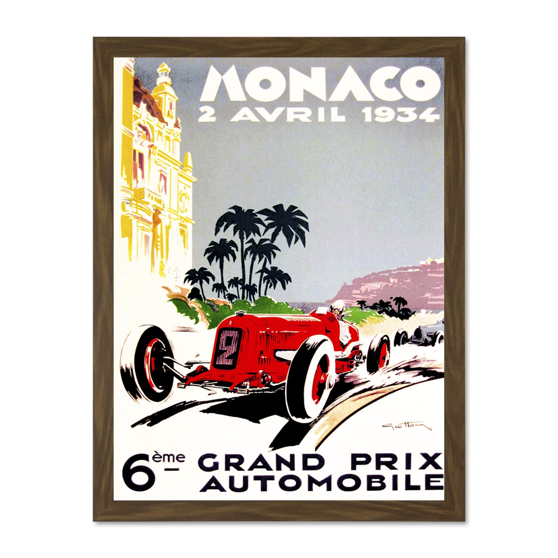 Wee Blue Coo Vintage Advert Transport Grand Prix Monaco Art Large Framed Art Print Poster Wall Decor 18x24 inch