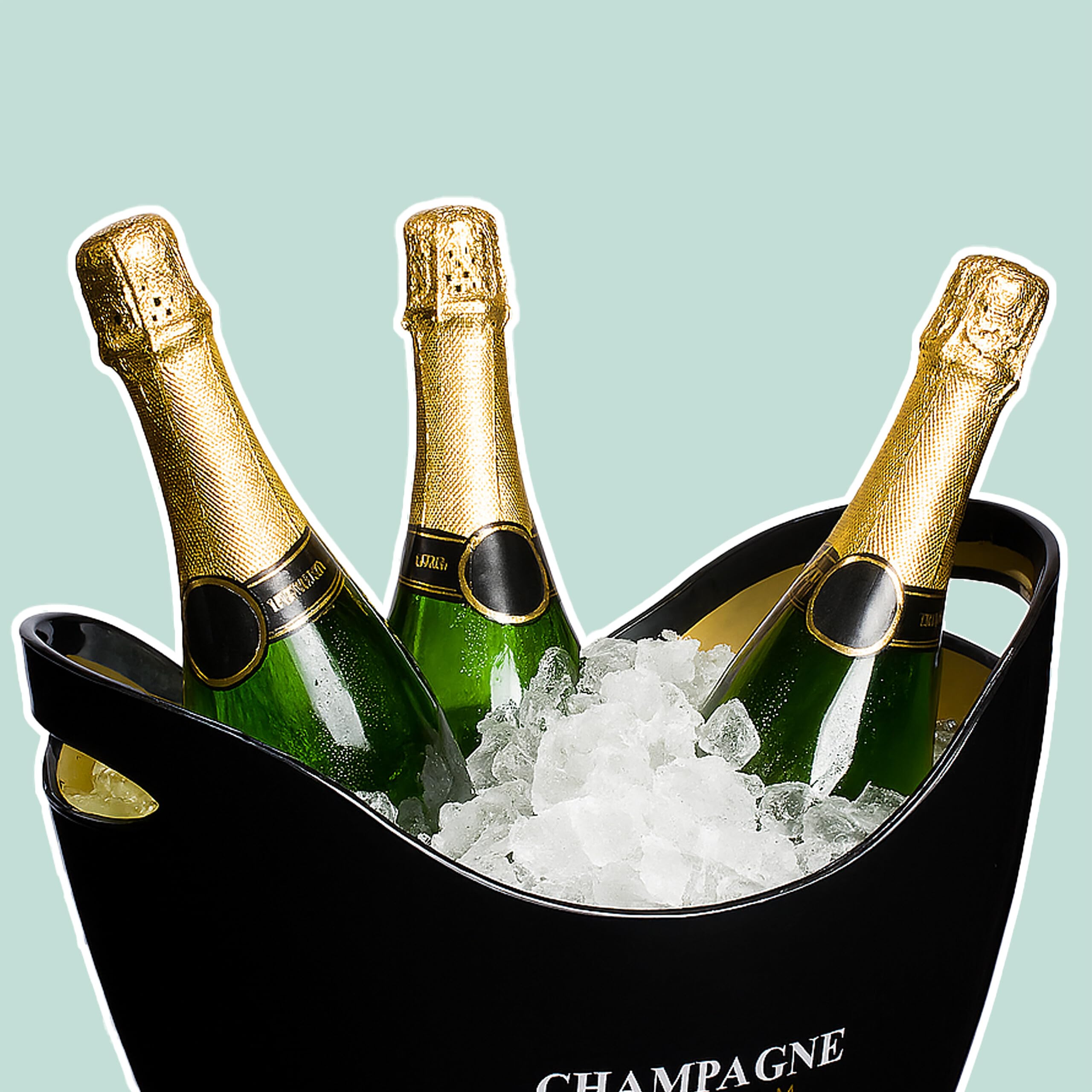 Relaxdays Cubitera para Botellas, 8 L Volumen, Enfriador Bebidas, Champanera, Cava, Vino, 25,5x35x25,5 cm, Negro/Dorado, 100% Plástico