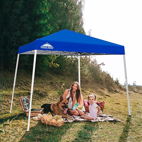 Vista 101 de EAGLE PEAK Tienda de campaña desplegable de pierna inclinada de 8 x 8 pulgadas, fácil instalación para una persona, toldo de playa al aire libre