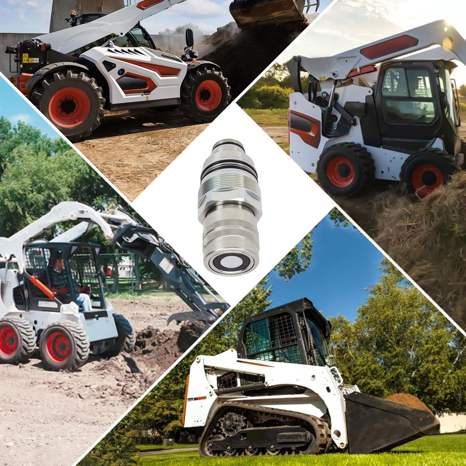 6679837 Złącze Hydrauliczne Męskie z płaską powierzchnią czołową, Szybkozłącze ze Stali Stopowej z Gwintem M46 do ładowarek Bobcat Koparki Podnośniki Teleskopowe