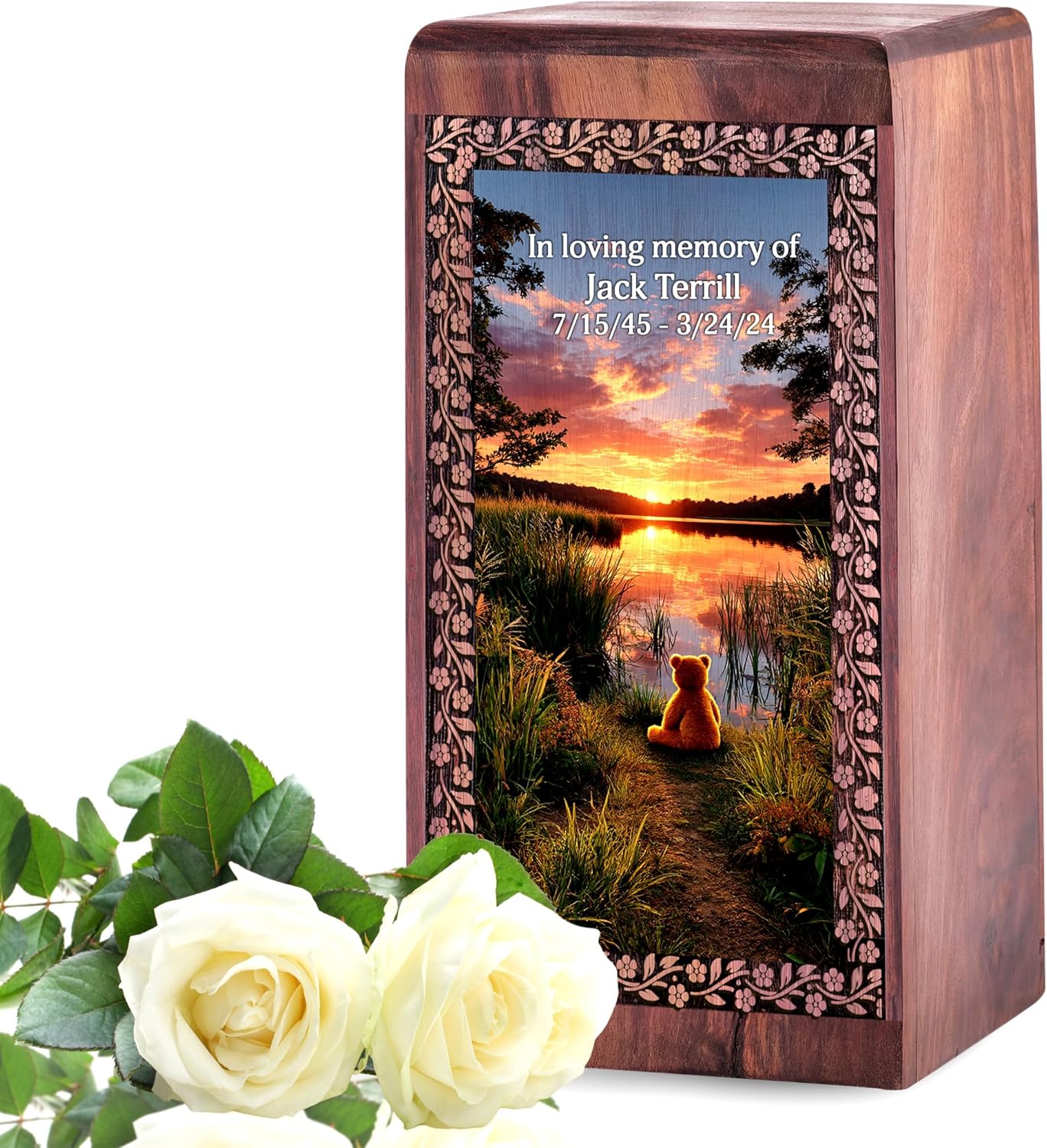 Dragon Urn for Ashes Adult Female - Blue Personalized Urns Wooden Boxes - Small Wood Container 5 Inch - Memorial Urn for Dad - Cremation Engraved Wooden Box - Funeral Urns for Human Ashes Adult Male