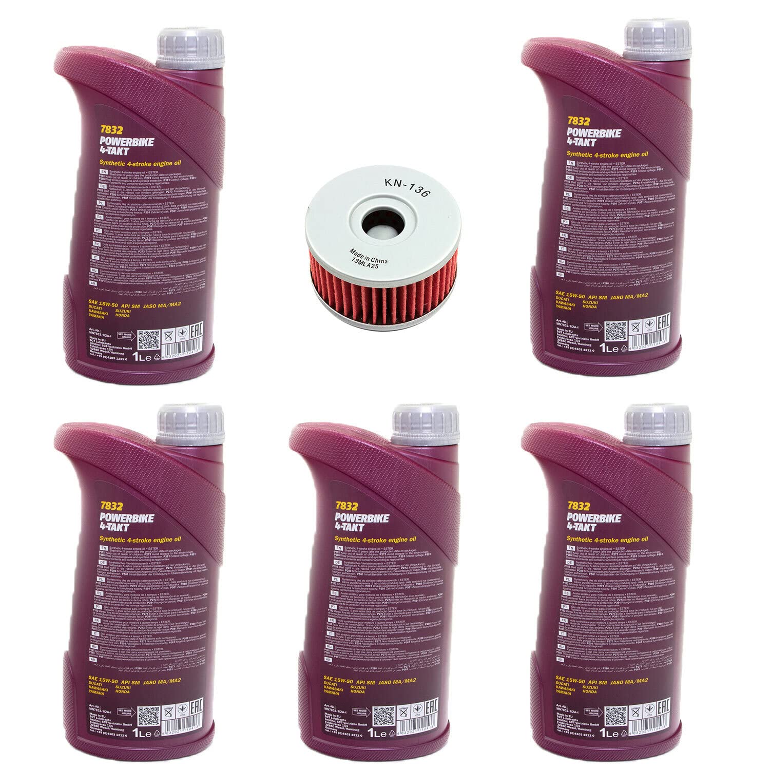 Motoröl Set 15W50 5 Liter + Ölfilter KN136 für Beta