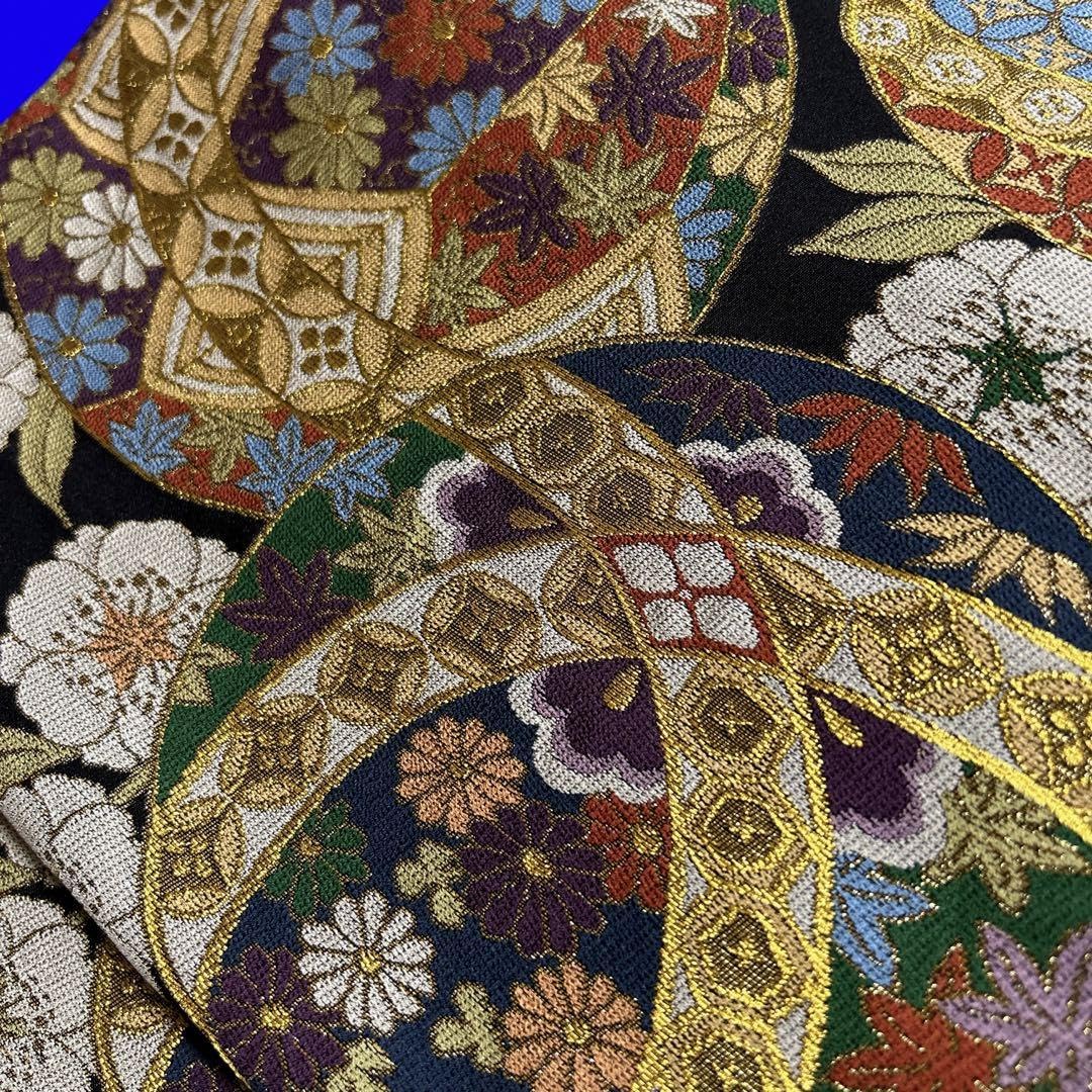 西陣織最高級袋帯未仕立株白綾苑大庭　黒地手毬　絹帯芯入仕立代込 メモリヤン加工付 Amazon.co.jp: 西陣織最高級袋帯未仕立（株）白綾苑大庭 黒地